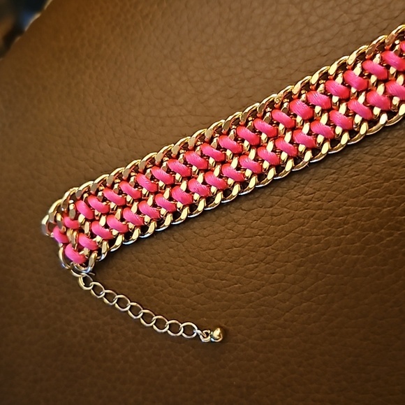 Hot Pink Barbie Cord Braided Chain Bracelet - Picture 2 of 7
